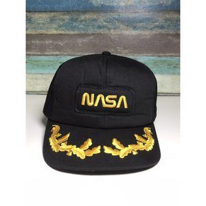 Vintage Cap NASA Astronaut Space Mens Snapback Trucker Mesh Hat Black 80s 90s